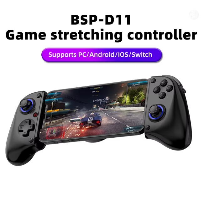 Controlador de Juego Extensible D11 con Gatillos Hall, Compatible con Teléfonos Android/Switch/PC/iOS/Controlador de Streaming