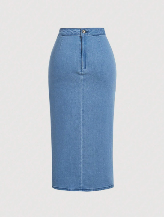 SHEIN MOD Falda vaquera diaria simple con lazo para mujeres