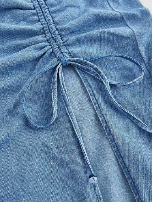 SHEIN MOD Falda vaquera diaria simple con lazo para mujeres
