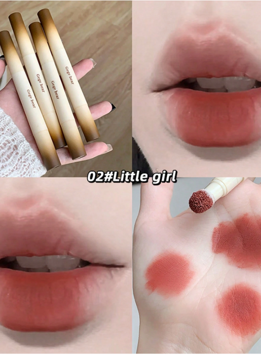 SHEIN Gege Bear 1 pieza Lápiz Labial Rotativo - Mate de Terciopelo GX1256-2 marrón rojizo