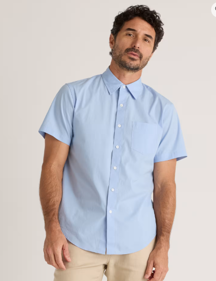 Men's Goodfellow Camisa de manga corta en popelina elástica de algodón orgánico