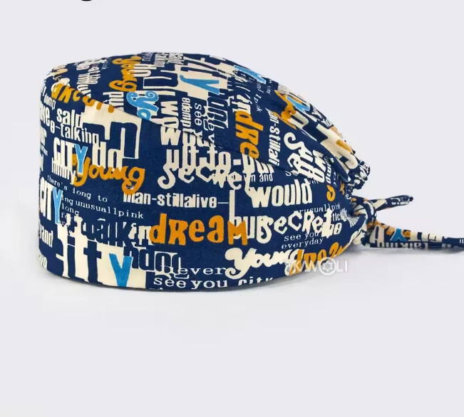 Gorro Quirúrgico Ajustable con Estampado de Letras para Salón de Belleza, Laboratorio, enfermería