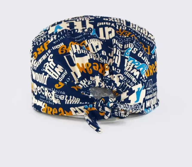 Gorro Quirúrgico Ajustable con Estampado de Letras para Salón de Belleza, Laboratorio, enfermería