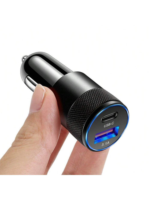Cargador de coche de carga rápida PD [Versión Mini de Metal] 3.1A USB+Type-C