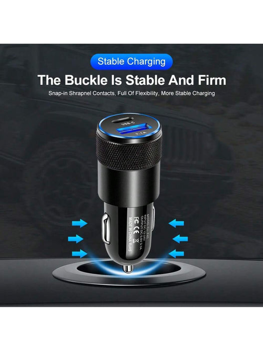 Cargador de coche de carga rápida PD [Versión Mini de Metal] 3.1A USB+Type-C