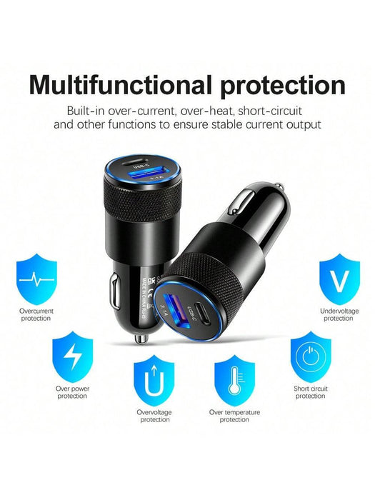 Cargador de coche de carga rápida PD [Versión Mini de Metal] 3.1A USB+Type-C