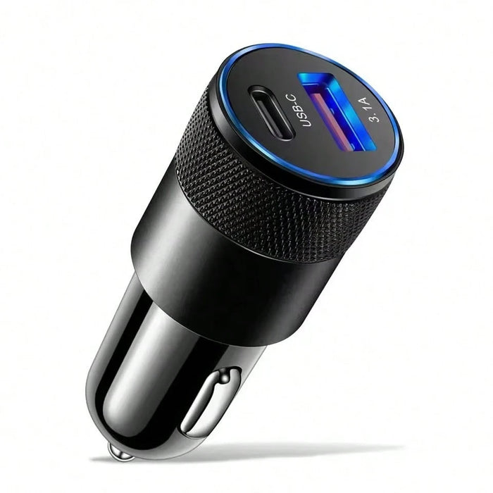 Cargador de coche de carga rápida PD [Versión Mini de Metal] 3.1A USB+Type-C