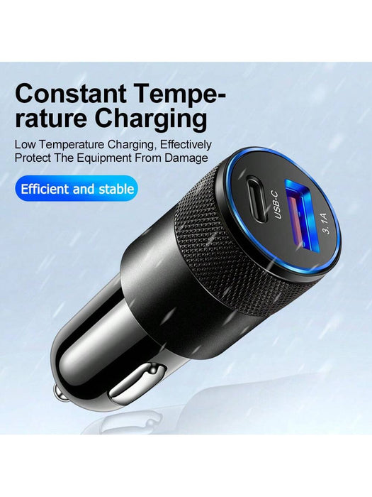 Cargador de coche de carga rápida PD [Versión Mini de Metal] 3.1A USB+Type-C
