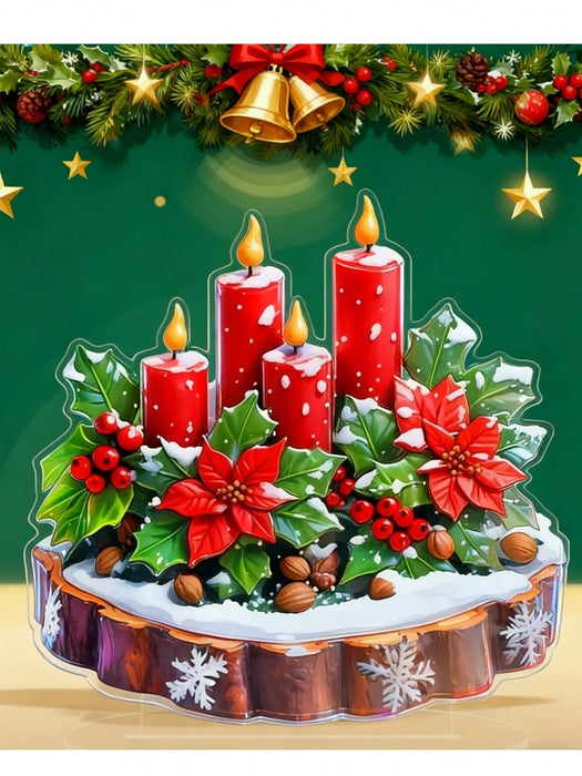 Encantadora decoración de vela con forma de flor de Pascua plana en acrílico 2D