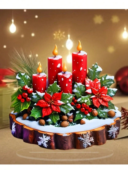 Encantadora decoración de vela con forma de flor de Pascua plana en acrílico 2D