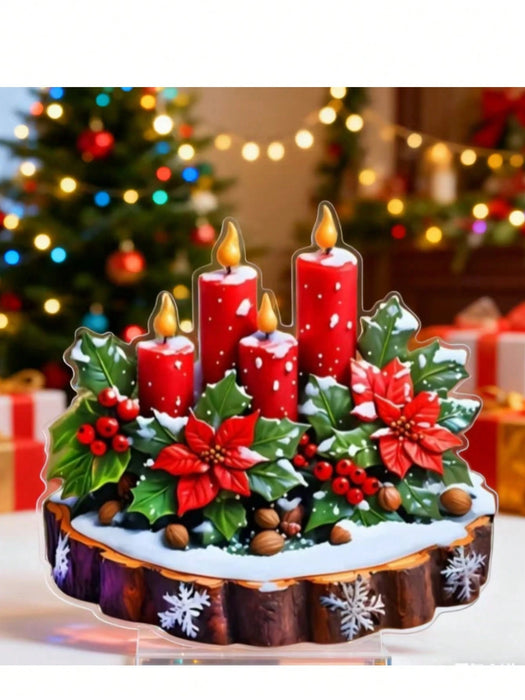 Encantadora decoración de vela con forma de flor de Pascua plana en acrílico 2D