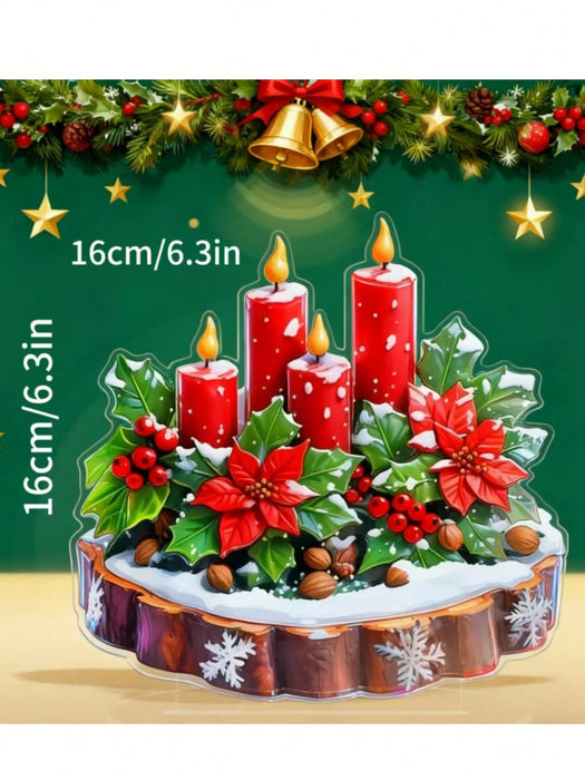 Encantadora decoración de vela con forma de flor de Pascua plana en acrílico 2D