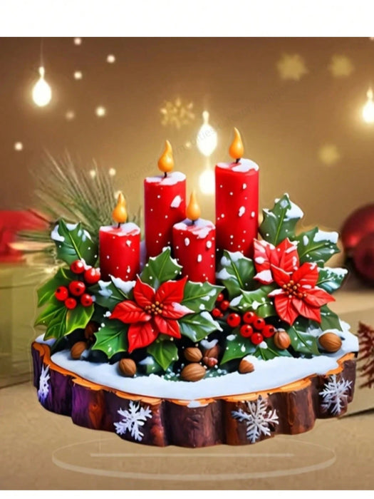 Encantadora decoración de vela con forma de flor de Pascua plana en acrílico 2D