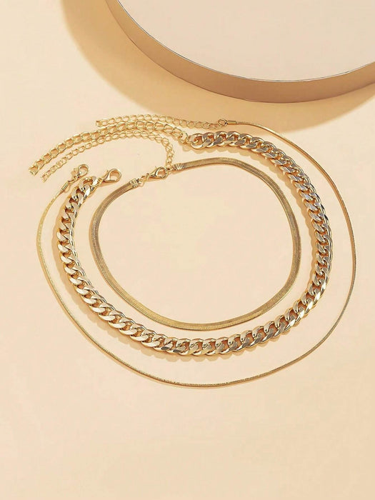 Collar de cadena gruesa de estilo Punk Simple de 3 piezas para mujer