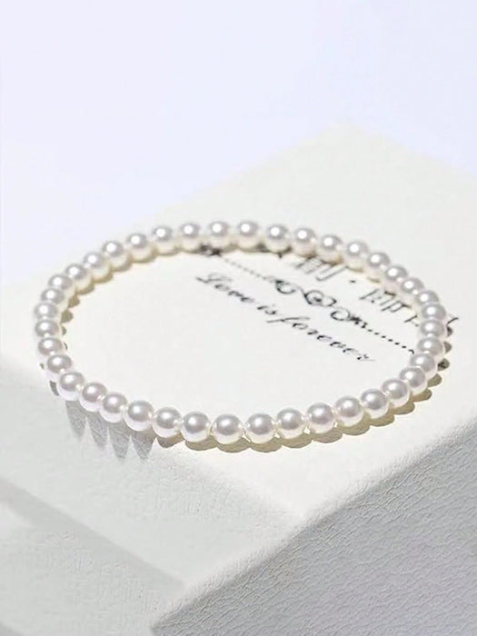 2 Pulsera Delicada De Perlas Falsas Y Elástica Bohemia