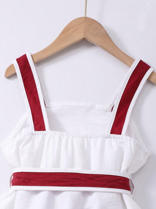 SHEIN Conjunto de camisetas para niñas , top de tirantes combinado con shorts
