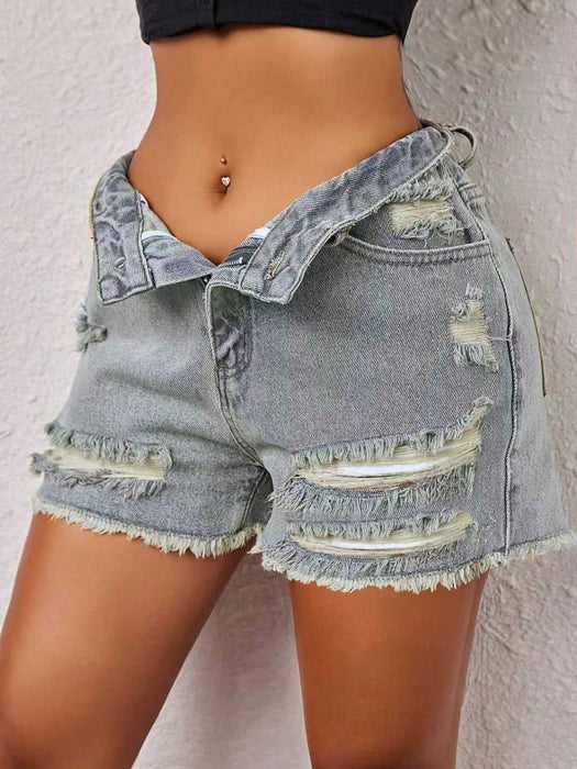 SHEIN shorts cargo mini de mezclilla con cintura elástica y bolsillo lateral para mujer