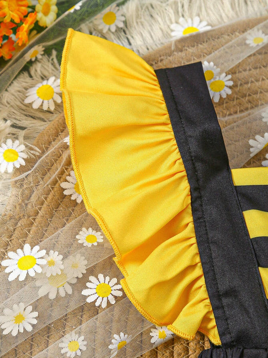 SHEIN Conjunto de vestido y sombrero para niña bebé, estilo dibujos animados