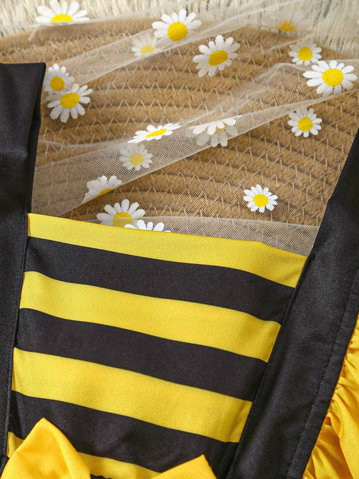 SHEIN Conjunto de vestido y sombrero para niña bebé, estilo dibujos animados