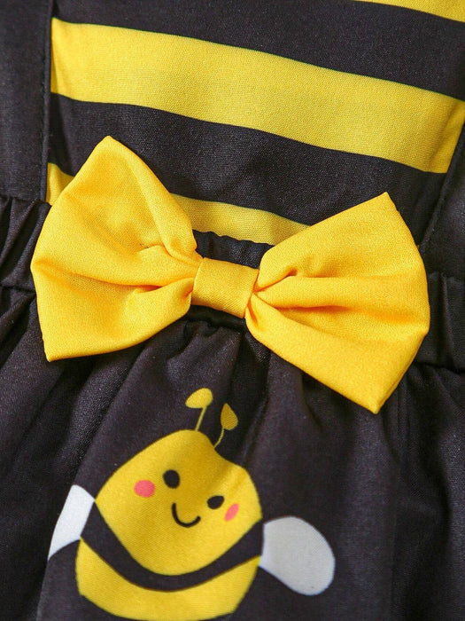 SHEIN Conjunto de vestido y sombrero para niña bebé, estilo dibujos animados