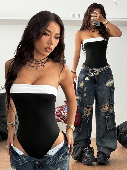 SHEIN Coolane Body tubo slim negro de estilo urbano para mujer