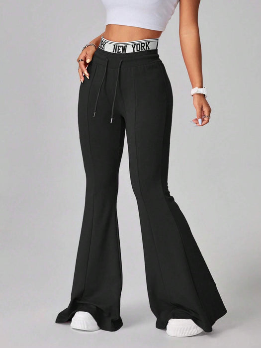 SHEIN Pantalones Coolane para mujer, estilo urbano informal, de algodón tejido con cinta