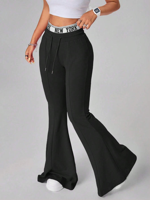 SHEIN Pantalones Coolane para mujer, estilo urbano informal, de algodón tejido con cinta