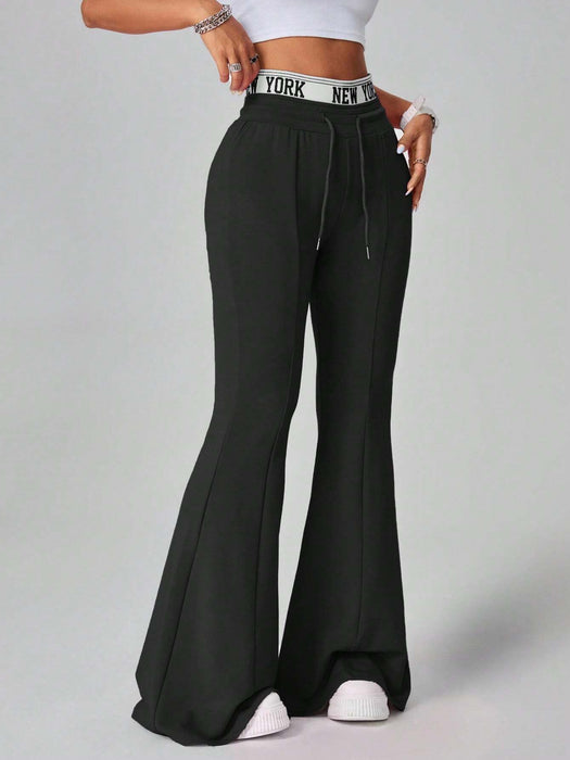SHEIN Pantalones Coolane para mujer, estilo urbano informal, de algodón tejido con cinta