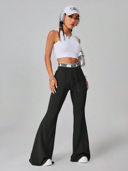 SHEIN Pantalones Coolane para mujer, estilo urbano informal, de algodón tejido con cinta