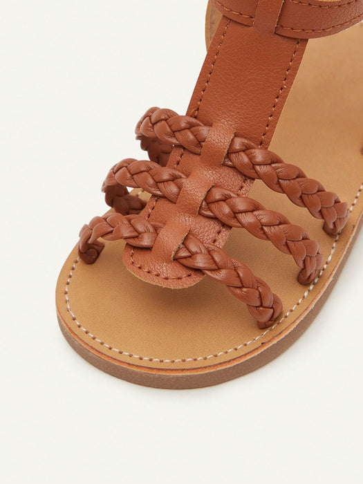 SHEIN Cozy Pixies 1 par de sandalias tejidas de color marrón de moda para niños