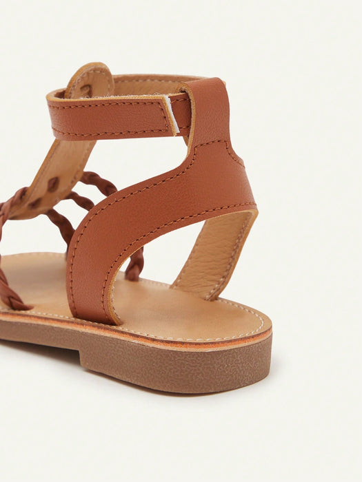 SHEIN Cozy Pixies 1 par de sandalias tejidas de color marrón de moda para niños