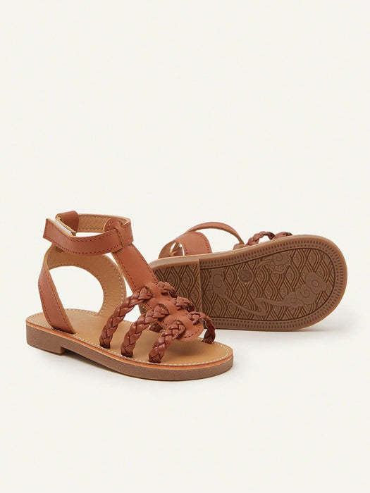 SHEIN Cozy Pixies 1 par de sandalias tejidas de color marrón de moda para niños