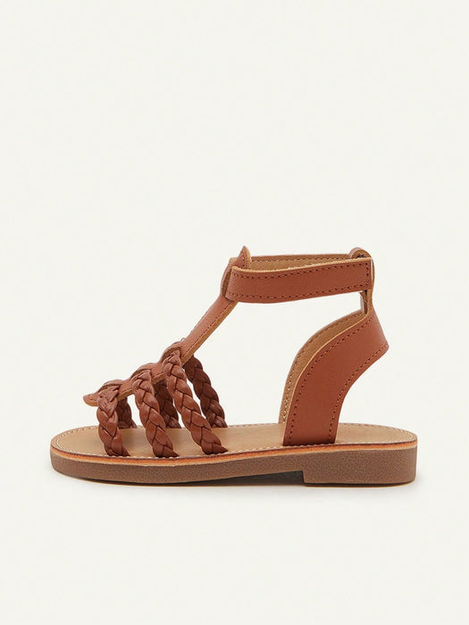 SHEIN Cozy Pixies 1 par de sandalias tejidas de color marrón de moda para niños