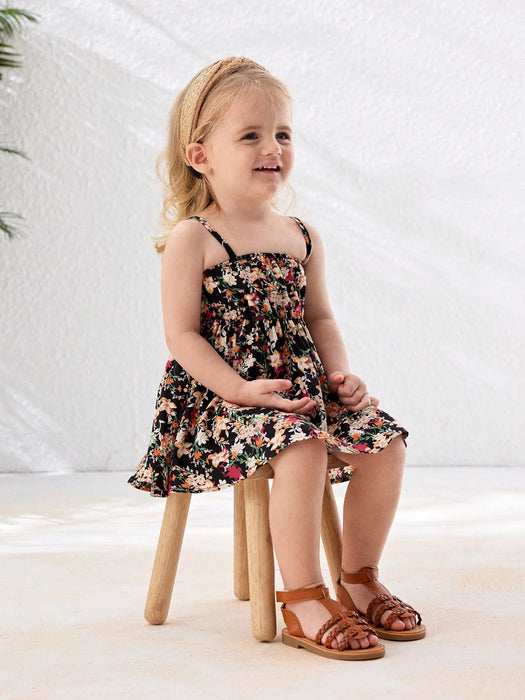 SHEIN Cozy Pixies 1 par de sandalias tejidas de color marrón de moda para niños