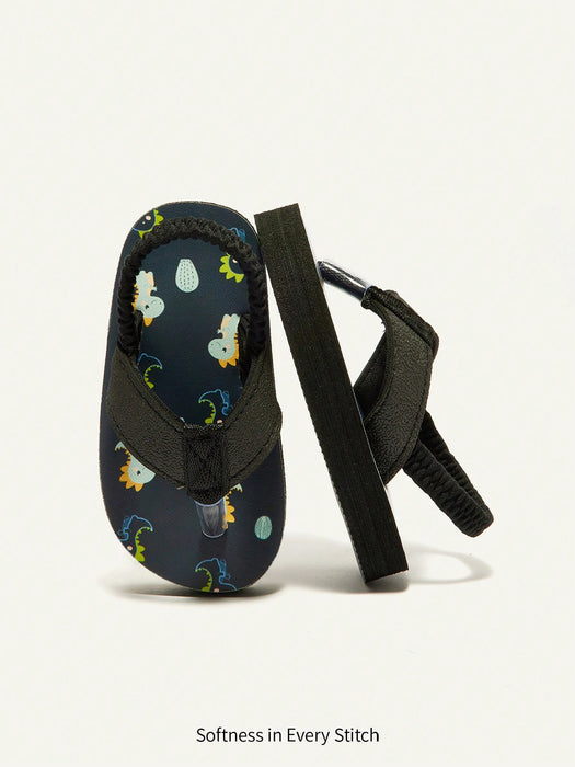 Shein Sandalias casuales de punta abierta Cozy Pixies Summer Vacation con un divertido estampado de dinosaurios