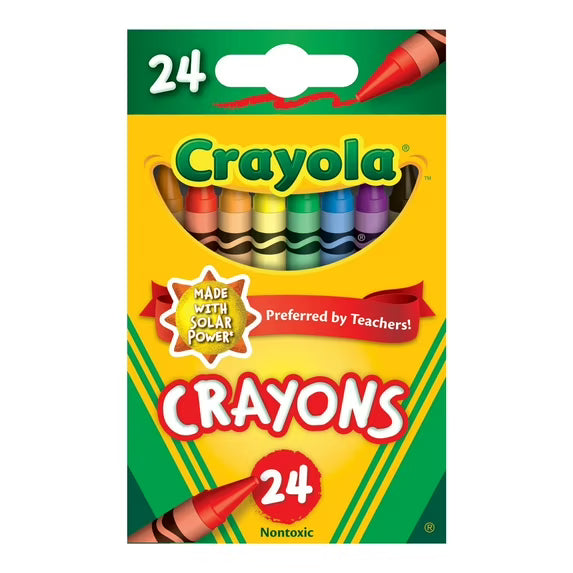 1 caja de crayola, paquete de 24 crayones, útiles escolares para niños