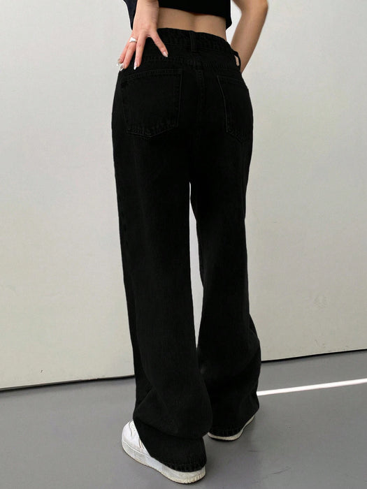 SHEIN DAZY Pantalones Vaqueros Anchos Y Sólidos