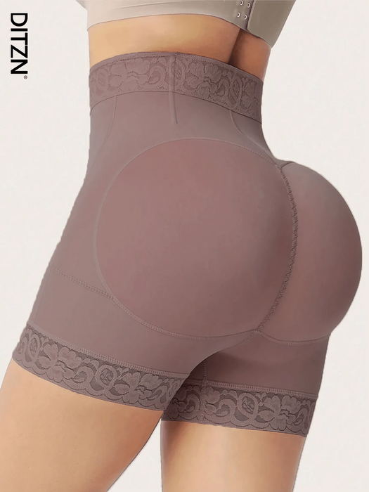 SHEIN DITZN Pantalones cortos reductores con cremallera para mujer, control de abdomen