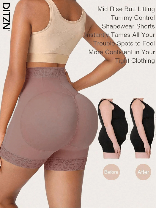 SHEIN DITZN Pantalones cortos reductores con cremallera para mujer, control de abdomen