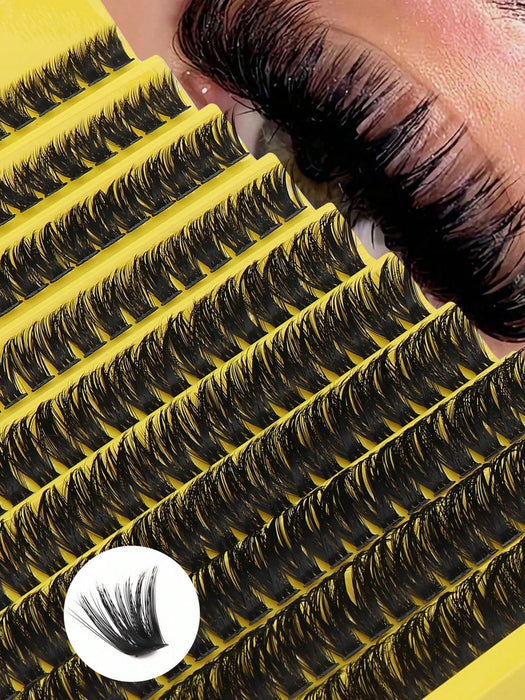 SHEIN Extensiones de pestañas individuales en racimos, 10 filas, 200 unidades, con rizo D