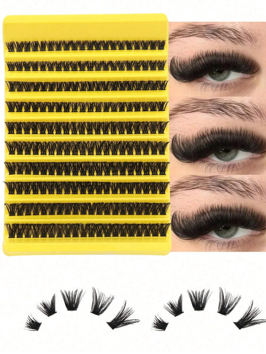 SHEIN Extensiones de pestañas individuales en racimos, 10 filas, 200 unidades, con rizo D