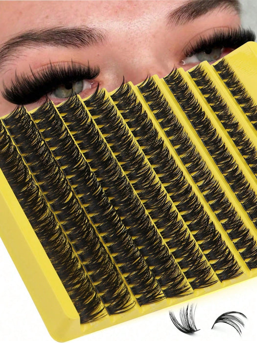 SHEIN Extensiones de pestañas individuales en racimos, 10 filas, 200 unidades, con rizo D