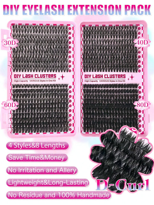 Kit de extensiones de pestañas D Curl, 280 piezas, para hacer tú mismo, voluminosas