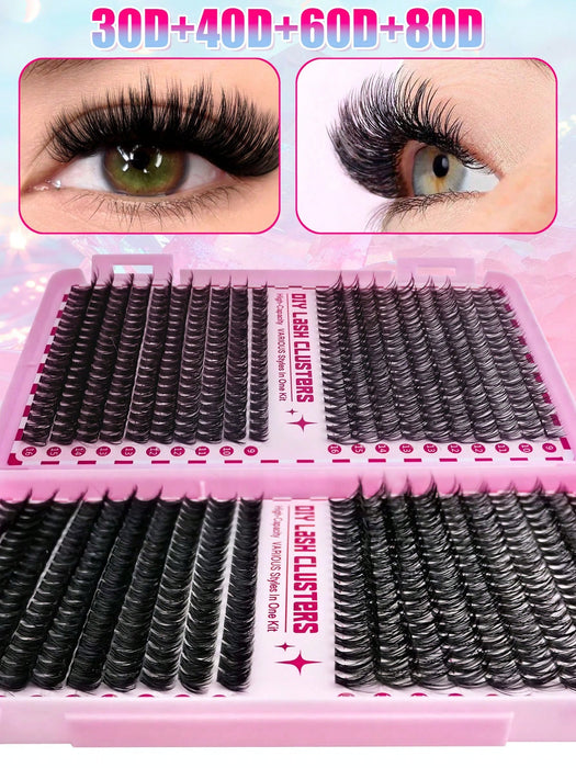 Kit de extensiones de pestañas D Curl, 280 piezas, para hacer tú mismo, voluminosas