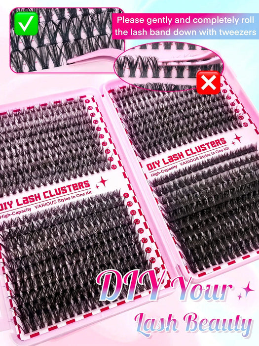 Kit de extensiones de pestañas D Curl, 280 piezas, para hacer tú mismo, voluminosas