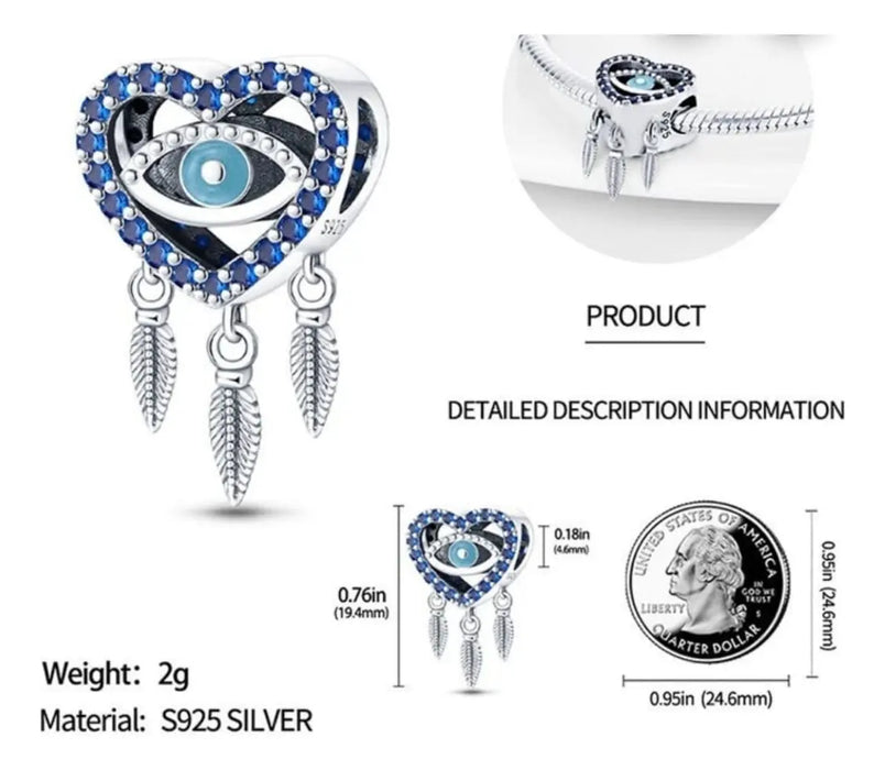 Charm Ojo Turco Corazón Azul Atrapasueños