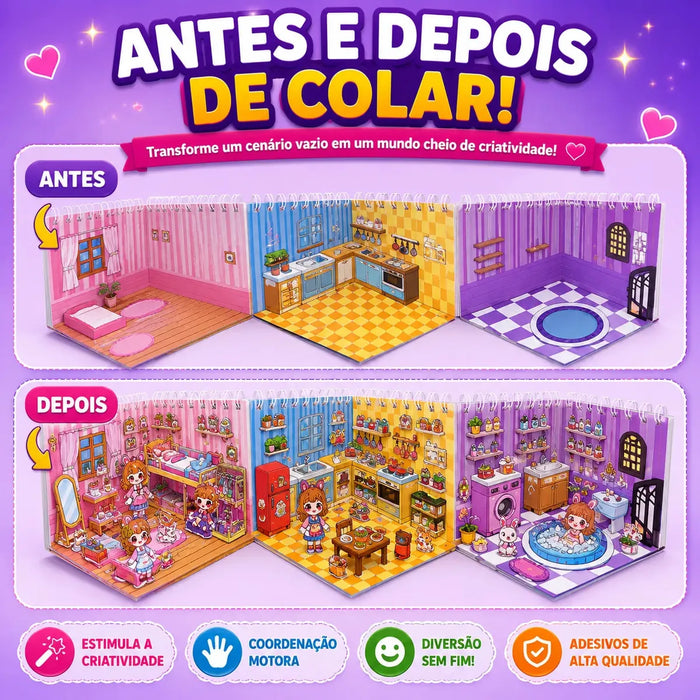 Libro de pegatinas 5D azul para niños, 16 páginas, 8 escenas y 8 páginas de pegatinas con pinzas