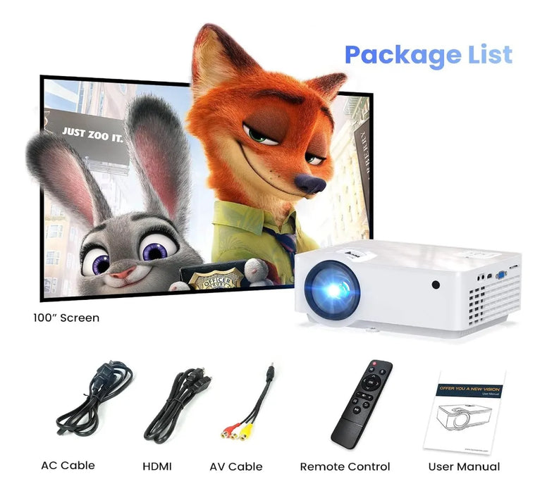 Proyector Groview Bluetooth 1080p Pantalla 100 Y 9500 Lux.