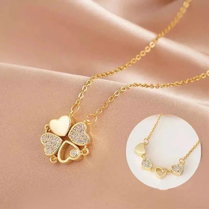 Collar con colgante de corazón para mujer: con piedras brillantes y diseño elegante.