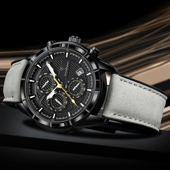 POEDAGAR Reloj para hombre, de lujo y con correa de piel auténtica